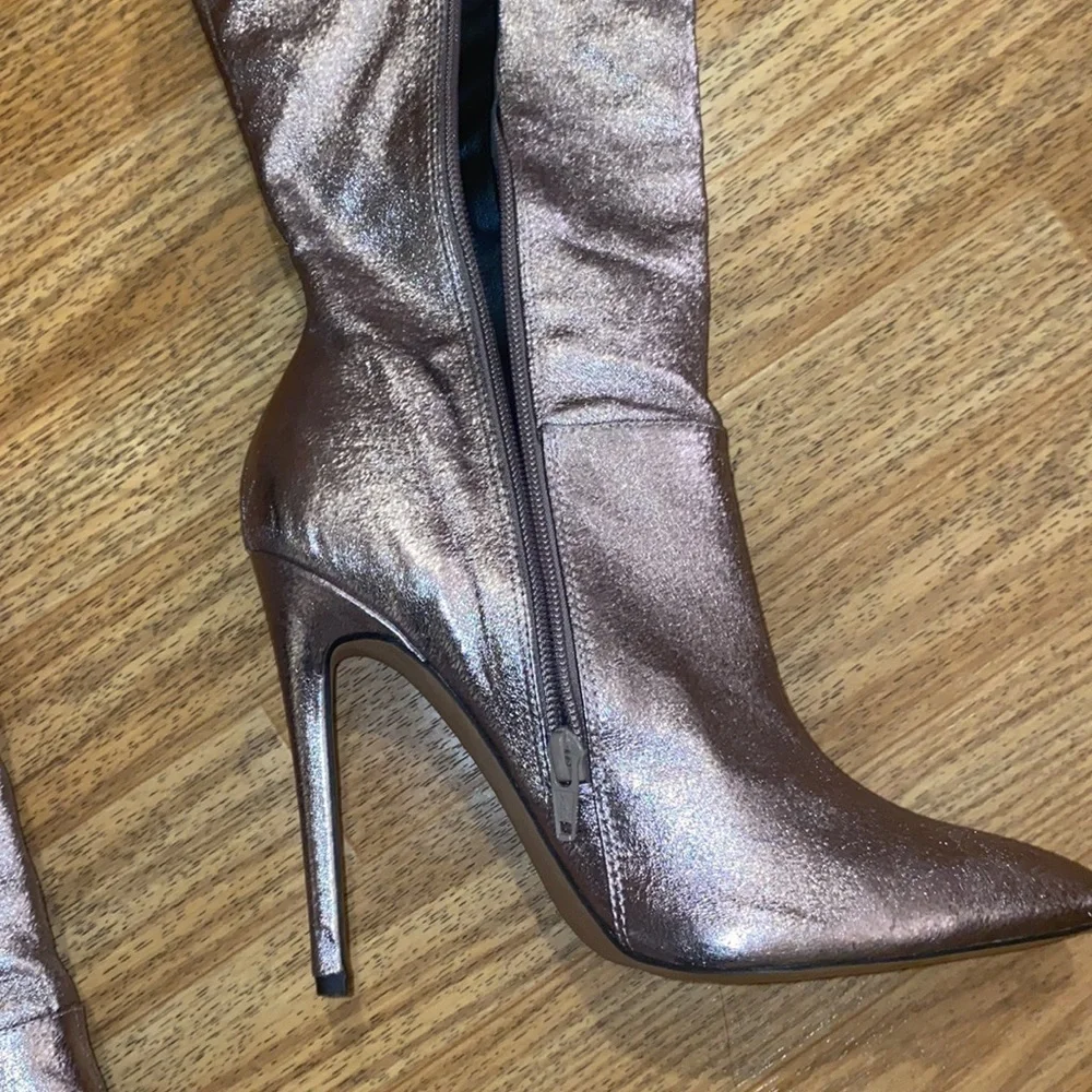 ASOS kindred Metallic pointed toe otk boot